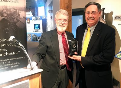 Ron Covey presented with President's Award by Manchester Historic Association