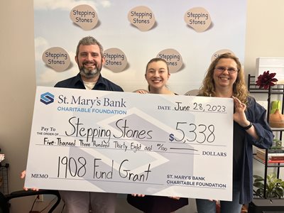 St Marys Bank and Stepping Stones Check Presentation
