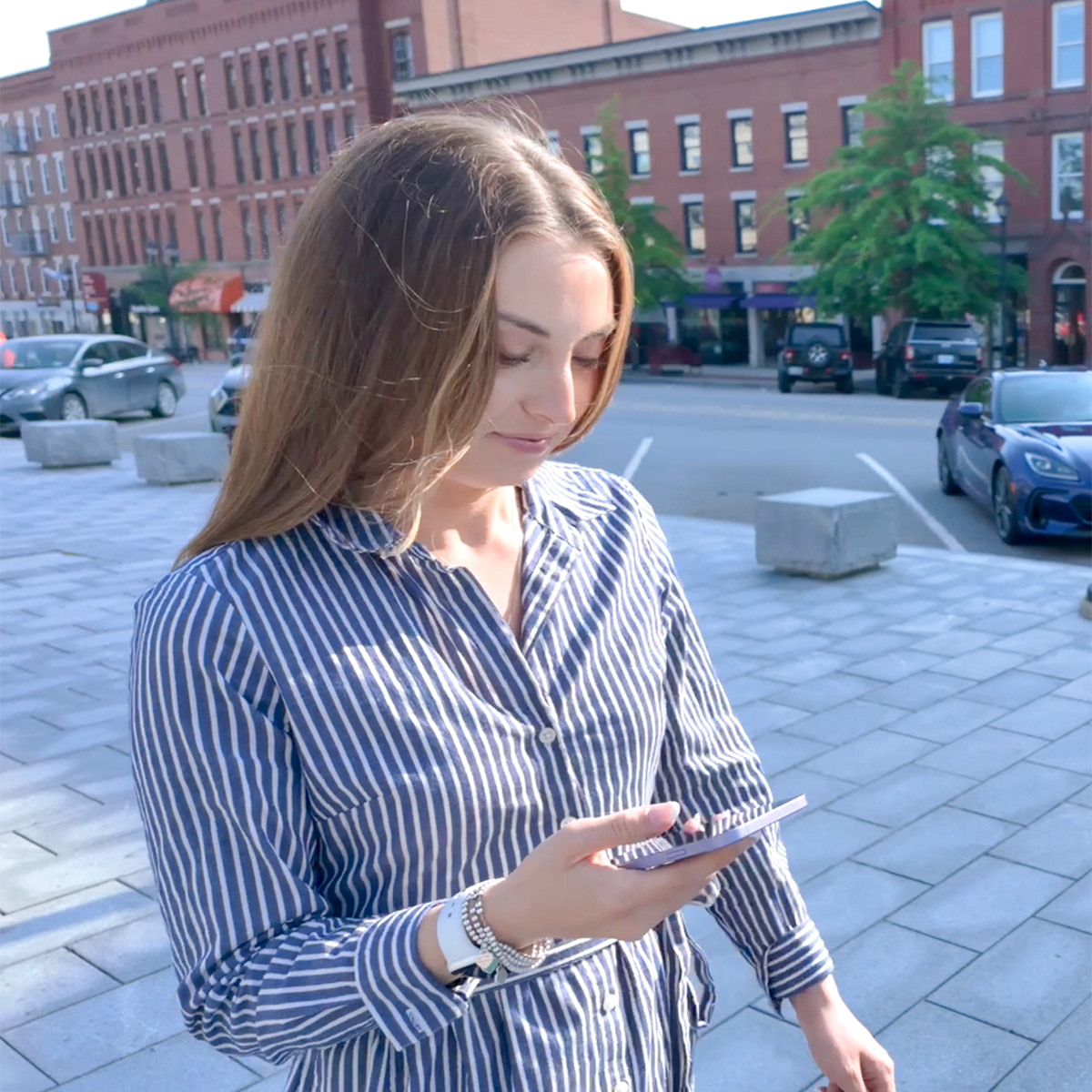 Woman Walking on phone New Hampshire