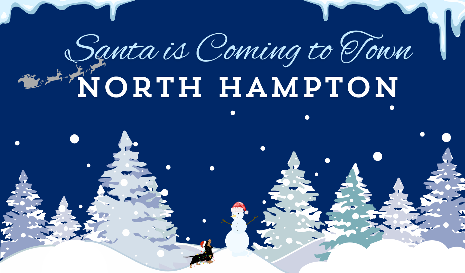 Holiday scene North Hampton New Hampshire: St. Mary’s Bank event Santa is coming to town