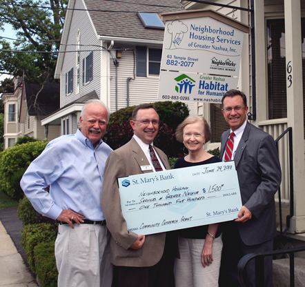 St. Mary's Bank Donates $1,500 to Neighborhood Housing Services of Greater Nashua