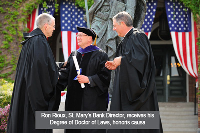 In recognition of his professional and personal accomplishments, of his life of generosity and service, Ronald J. Rioux was presented with the degree of Doctor of Laws, honoris causa.